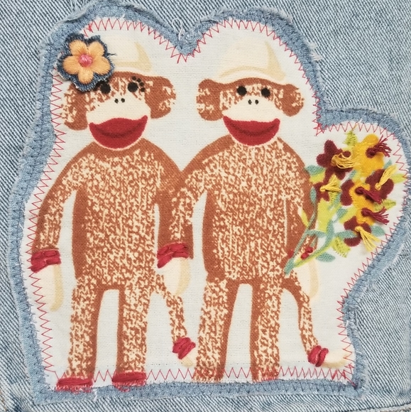 Sock monkey business denim jean jacket - Picture 1 of 6